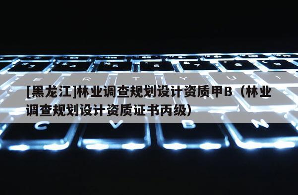 [黑龍江]林業調查規劃設計資質甲B（林業調查規劃設計資質證書丙級）