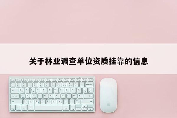 關于林業調查單位資質掛靠的信息
